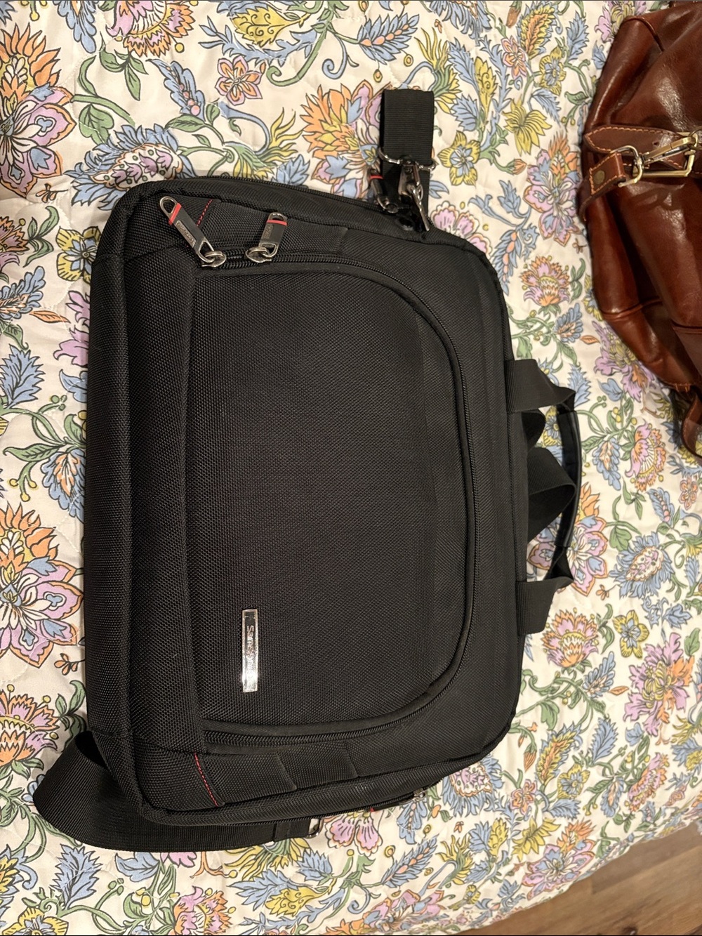 Samsonite Black Laptop Briefcase with Red Accent
